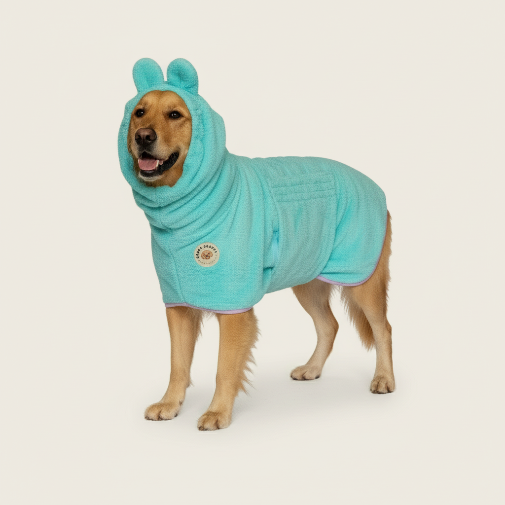 Microfiber Dog Bathrobe | Dries 5x Faster | Derpy Chappy